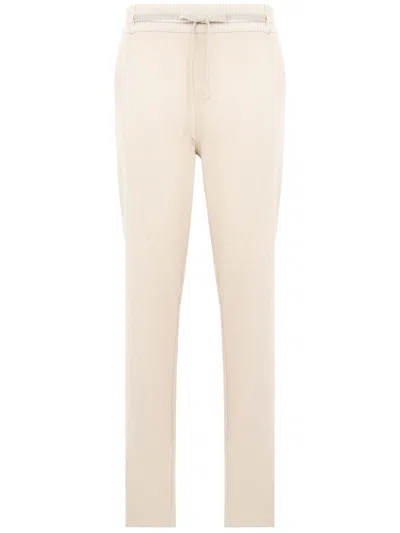 D Exterior Wool And Cashmere Pants With A Drawstring In White