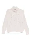 D Exterior Wool-cashmere Blend Sweater With Cable Knit Pattern In Neutral