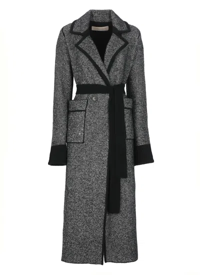 D Exterior Wool Double-breasted Coat In Black