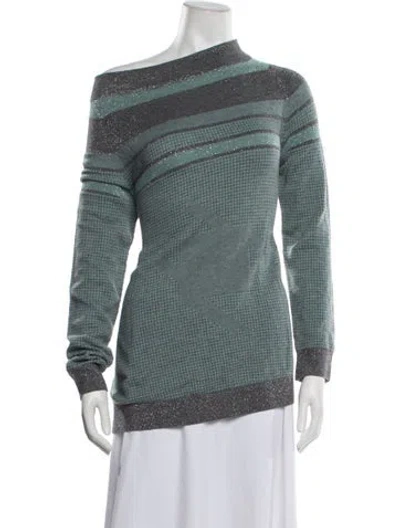 Pre-owned D Exterior Wool Houndstooth Print Sweater In Green