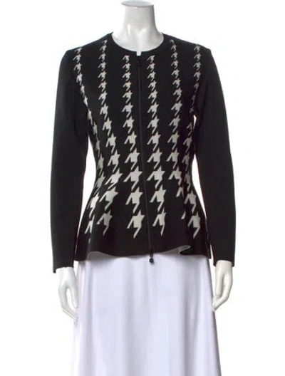 Pre-owned D Exterior Wool Houndstooth Print Top In Black