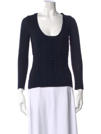 Pre-owned D Exterior Wool Scoop Neck Sweater In Blue