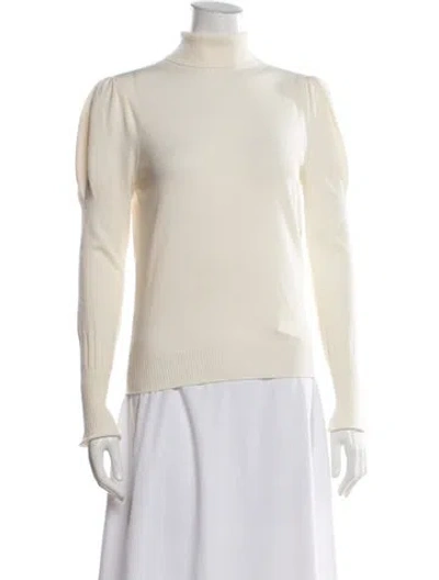 Pre-owned D Exterior Wool Turtleneck Sweater In White
