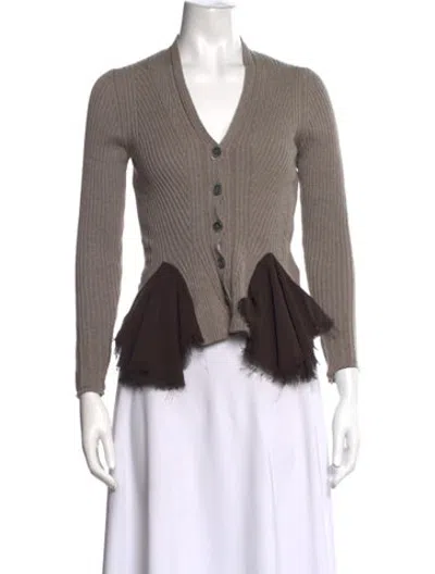 Pre-owned D Exterior Wool V-neck Sweater In Neutrals