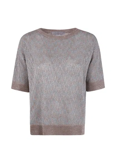 D Exterior Zigzag-pattern T-shirt In Brown