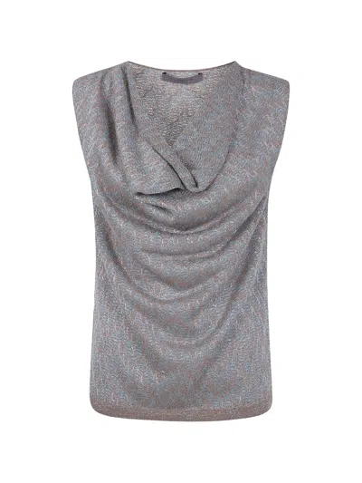 D Exterior Zigzag-pattern Top In Gray