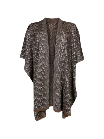 D Exterior Zigzag-knit Open-front Jacket In Multi