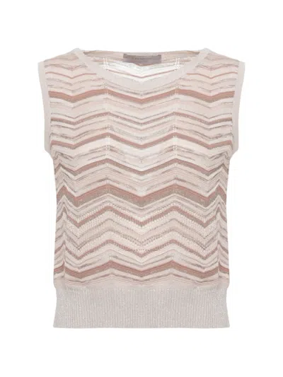 D Exterior Zigzag-knit Sleeveless Sweater In Neutral