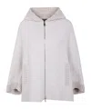 D Exterior Hooded Zip-fastening Wool Coat In Neutral