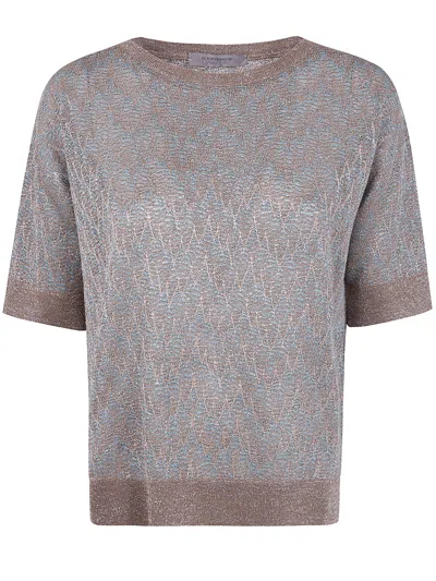 D Exterior D. Exterior Z-line Lux Short Sleeves Round Neck Sweater In Gray