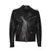 D Four Asymmetrical Black Leather Jacket With Multi-pocket Design In Black