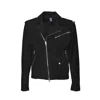 D Four Asymmetrical Front-zipper Leather Jacket With Multiple Pockets In Black