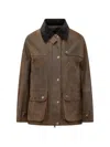 D Four Corduroy-collar Storm-flap Coat In Multi