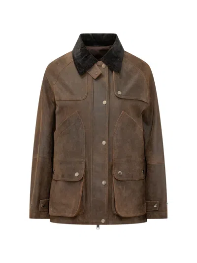 D Four Corduroy-collar Storm-flap Coat In Multi