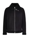 D Four Aviator-style Jacket In Genuine Suede With Shearling Trim In Black