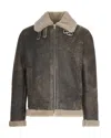 D Four Giubbino Shearling In Suede Sand In Brown