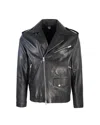 D Four Asymmetrical Black Leather Jacket With Multi-pocket Design In Black