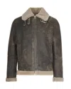 D Four Giubbino Shearling In Suede Sand In Gray