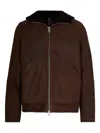 D Four Long-sleeved Leather Jacket In Brown