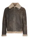 D Four Giubbino Shearling In Suede Sand In Brown