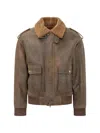 D Four Shearling-collar Epaulette Jacket In Pattern