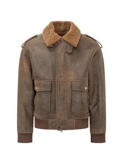 D Four Shearling-collar Epaulette Jacket In Pattern