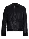 D Four Zip-up Leather Jacket In Black