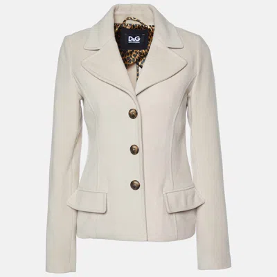 Pre-owned D & G Beige Fleece Button Front Jacket M