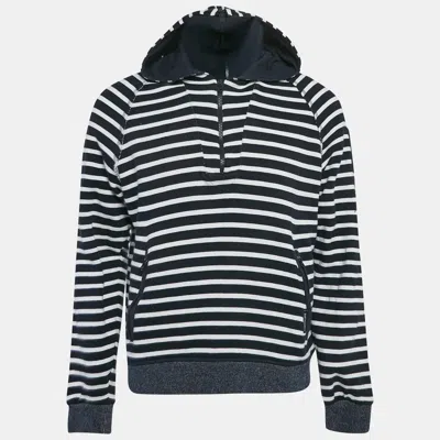 Pre-owned D & G Blue/white Striped Cotton Knit Hooded Sweatshirt Xl