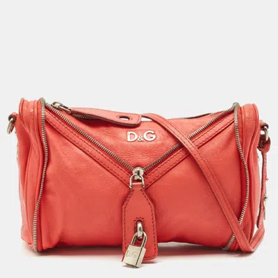 Pre-owned D & G Brick Red Leather Vilma Crossbody Bag