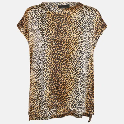 Pre-owned D & G Brown Animal Print Silk Top L