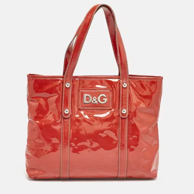 Pre-owned D & G Red Patent Leather Estelle Tote