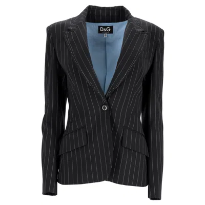 D & G Striped Blazer In Black Virgin Wool