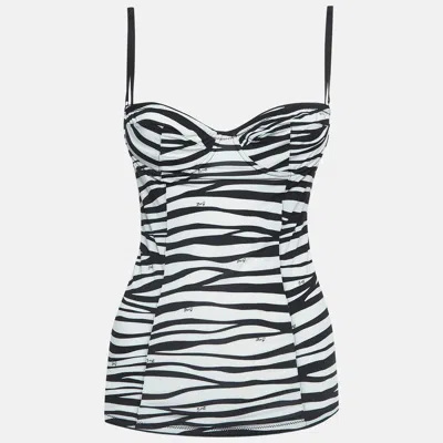 Pre-owned D & G Under Wear Black/white Print Jersey Strappy Top M