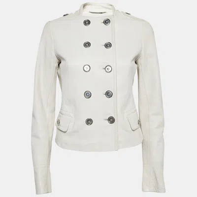 Pre-owned D & G White Deer Leather Double Breasted Jacket M
