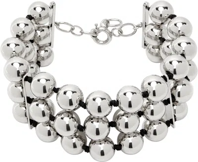 D'heygere Silver Ball Chain Choker In Silver/black