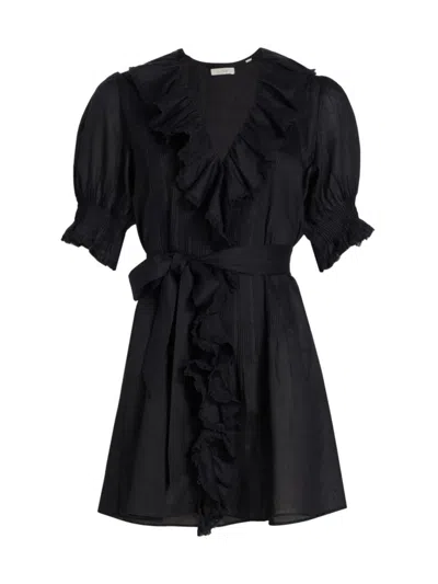 D Ô E N Women's Piper Ruffle Tie-waist Minidress In Black