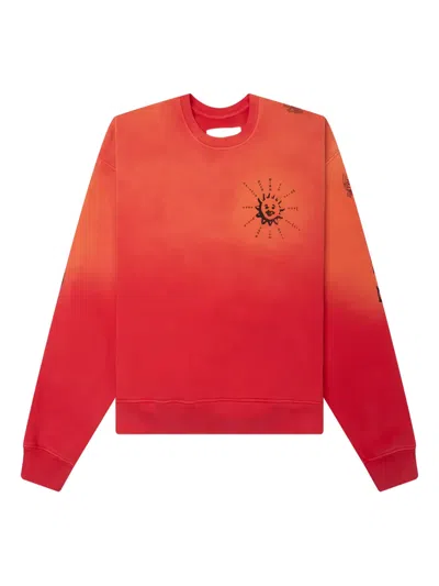 D-r-g-n Balance Bleached Torso-print Crew Neck Sweatshirt In Orange
