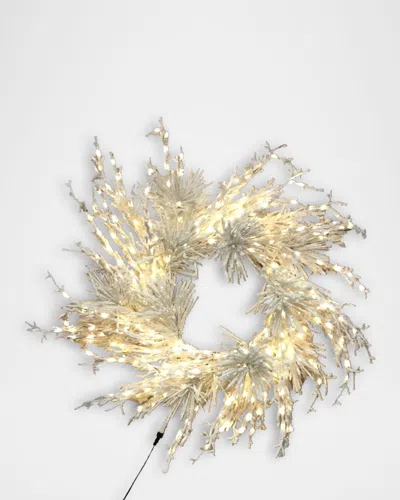 D. Stevens 42" Twig Wreath W/ Flocked Branches, White 420 Warm White Fairy Lights A/c In Yellow