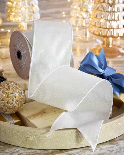 D. Stevens Brushed Metallic Ribbon, 4" X 10 Yards In White