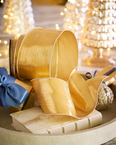 D. Stevens Brushed Metallic Ribbon, 4" X 10 Yards In Yellow