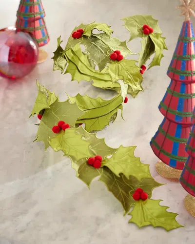 D. Stevens Cut-out Holly Satin Ribbon, 4" X 3 Yards In Green