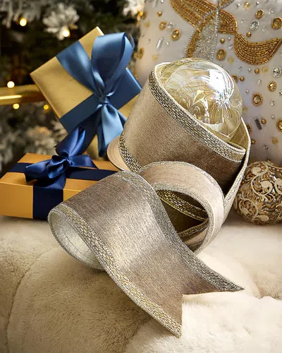 D. Stevens Ice Velvet Jewel-edge Ribbon, 4" X 5 Yards In Gold