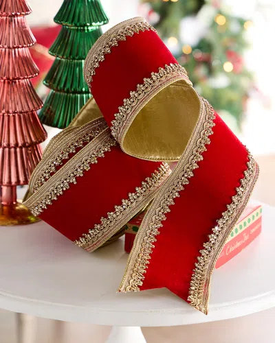 D. Stevens Jewel Countess Trimmed Velvet Ribbon, 4"w X 5 Yards