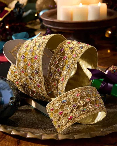 D. Stevens Marquess Jewel Trim On Velvet Ribbon, 4" X 10 Yards In Yellow