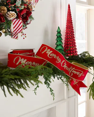 D. Stevens Merry Christmas Velvet Ribbon, 4"w X 10 Yards