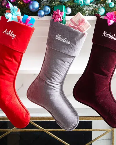 D. Stevens Personalized Velvet Christmas Stocking In Dove Gray