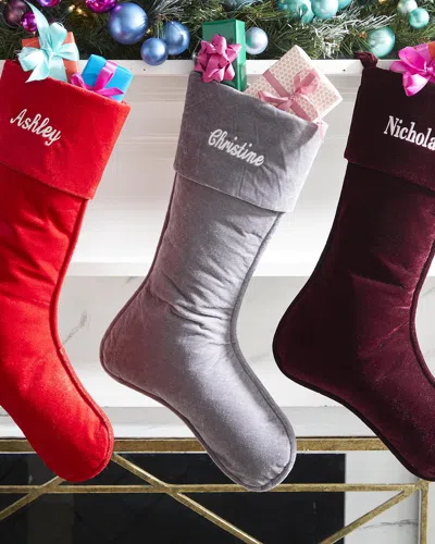D. Stevens Personalized Velvet Christmas Stocking In Pink