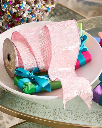 D. Stevens Sequin Shimmer With Metallic Backing Ribbon, 4" X 5 Yards In Pink
