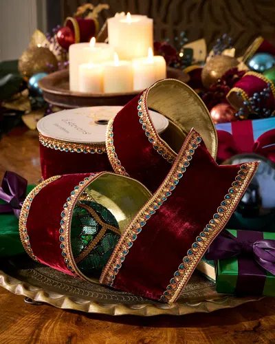 D. Stevens Velvet Jewel Christmas Ribbon, 4"w X 10 Yards In Red